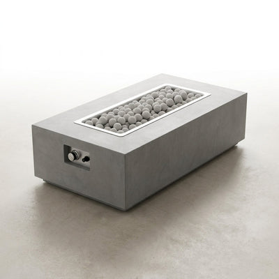 Fire Pit Table Designed for Multi-Function Use, Concrete Construction, Ceramic Wind Guard, Rectangular Shape