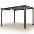 Outdoor Pergola Built for Year-Round Weather, Aluminum Frame, UV Resistant Roof, Wall Mounted Design