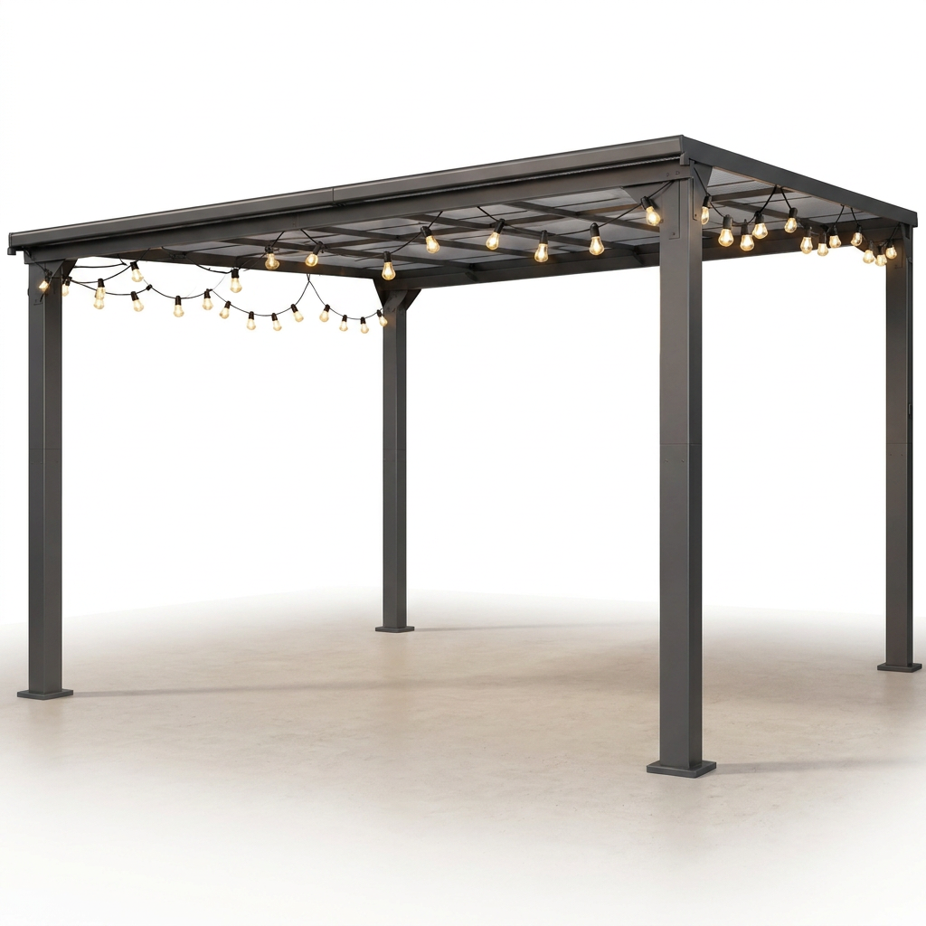 10 * 12FT Pergola,4 * 5 Inch Thickened Pillars & Enlarged Base,Outdoor Hardtop Lean to Gazebo,Wall Mounted Pergola,Pergolas Gazebos Clearance,Aluminum Frame Pergola,Uv Resistant Patio Roof — Studio Shot