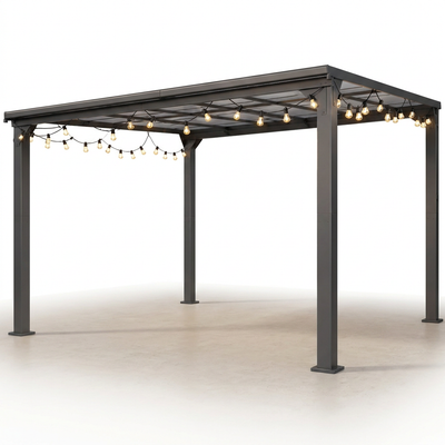 Outdoor Pergola Built for Year-Round Weather, Aluminum Frame, UV Resistant Roof, Wall Mounted Design