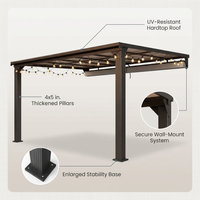 10 * 12FT Pergola,4 * 5 Inch Thickened Pillars & Enlarged Base,Outdoor Hardtop Lean to Gazebo,Wall Mounted Pergola,Pergolas Gazebos Clearance,Aluminum Frame Pergola,Uv Resistant Patio Roof — infographic