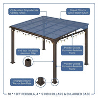 10 * 12FT Pergola,4 * 5 Inch Thickened Pillars & Enlarged Base,Outdoor Hardtop Lean to Gazebo,Wall Mounted Pergola,Pergolas Gazebos Clearance,Aluminum Frame Pergola,Uv Resistant Patio Roof — How It Works