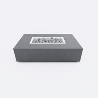 Fire Pit Table Designed for Multi-Function Use, Concrete Construction, Ceramic Wind Guard, Rectangular Shape