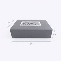 Fire Pit Table Designed for Multi-Function Use, Concrete Construction, Ceramic Wind Guard, Rectangular Shape