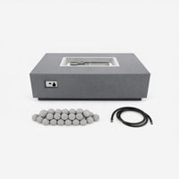Fire Pit Table Designed for Multi-Function Use, Concrete Construction, Ceramic Wind Guard, Rectangular Shape