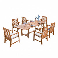 Outdoor Dining Set Built for Lasting Gatherings, Extendable Acacia Table, Padded Chairs, Weather-Resistant