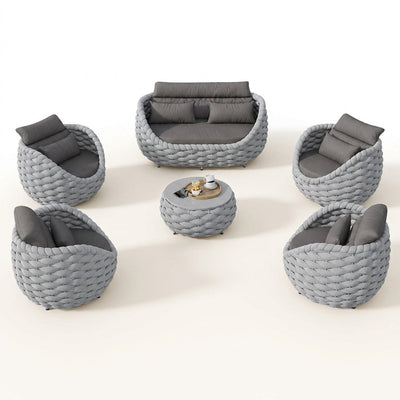 Outdoor Sectional Sofa Set Built for All-Weather Durability, Rust-Proof Aluminum Frame, Water-Repellent Cushions