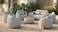 6-Piece Aluminum Patio Furniture Set, Olefin Rope Modern Outdoor Conversation Set Sectional Sofa with Water Repellent Thick Cushions and Coffee Table for Balcony, Garden, Light Grey — Lifestyle