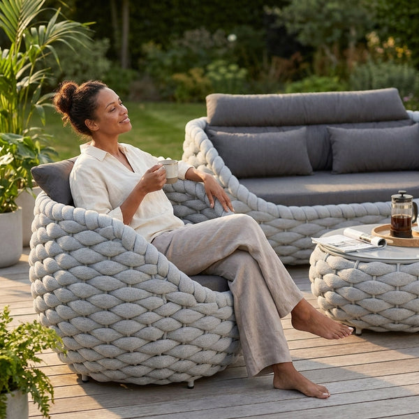 Outdoor Sectional Sofa Set Built for All-Weather Durability, Rust-Proof Aluminum Frame, Water-Repellent Cushions