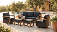Luxury Outdoor Wicker Patio Furniture Set,5 Piece Deep Seating Outdoor Conversation Set with Patio Swivel Rocker Patio Chairs,Rattan Couch and Ottomans for Deck Porch Poolside — Lifestyle