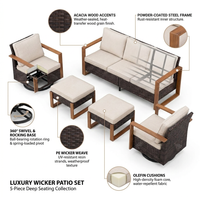 Luxury Outdoor Wicker Patio Furniture Set,5 Piece Deep Seating Outdoor Conversation Set with Patio Swivel Rocker Patio Chairs,Rattan Couch and Ottomans for Deck Porch Poolside — How It Works