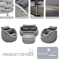 Outdoor Sectional Sofa Set Built for All-Weather Durability, Rust-Proof Aluminum Frame, Water-Repellent Cushions